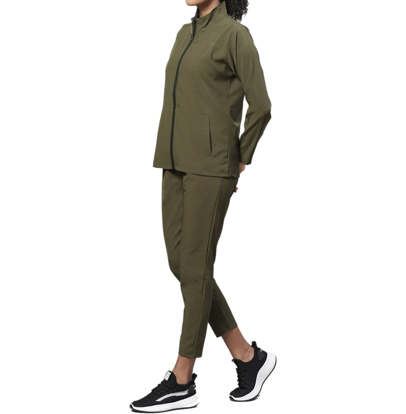 Olive Green Zipper Tracksuits